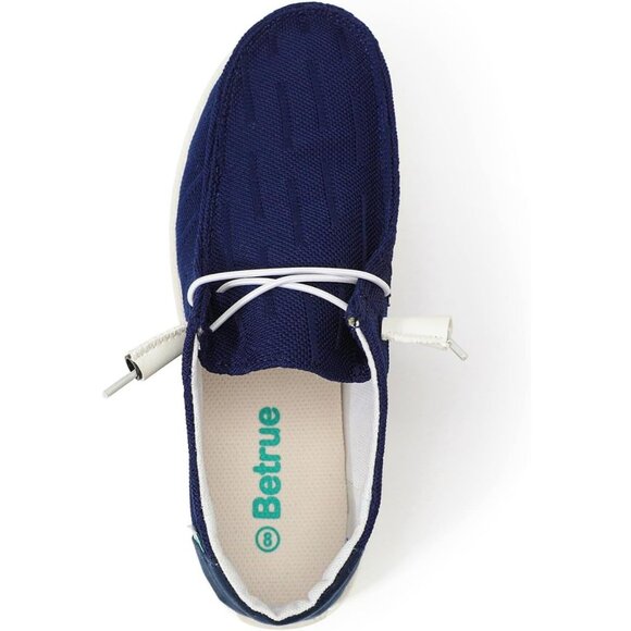 Women's Navy Blue Casual Slip On Deck Canvas Loafers Sneakers Boot Shoes - Picture 8 of 8